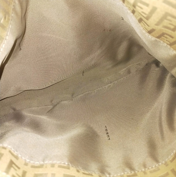 Auth Fendi Canvas Gold/Biege Leather Bag - Picture 4 of 12